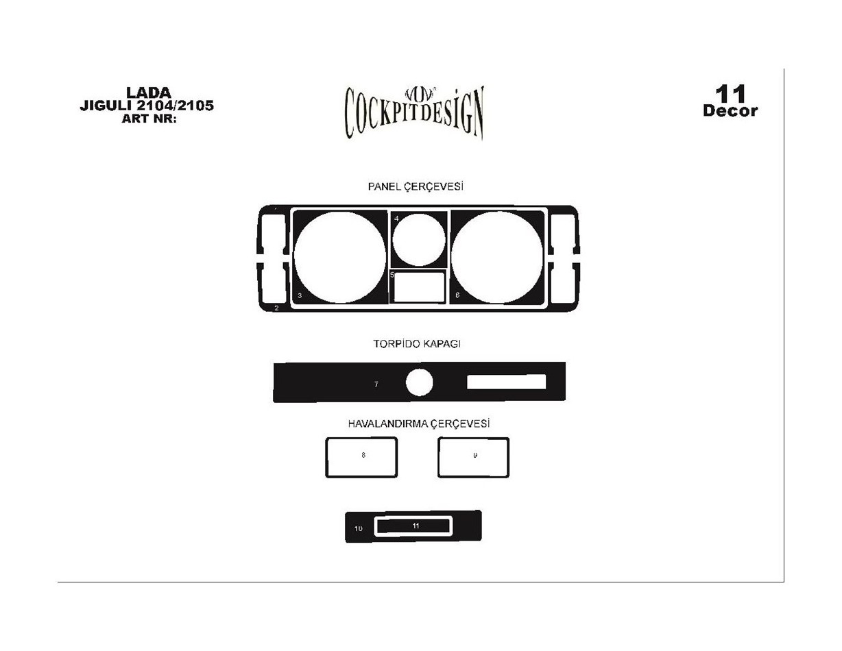 Lada Jiguli 2104-2105 1980 Mittelkonsole Armaturendekor Cockpit Dekor 11-Teilige - 1- Cockpit Dekor Innenraum