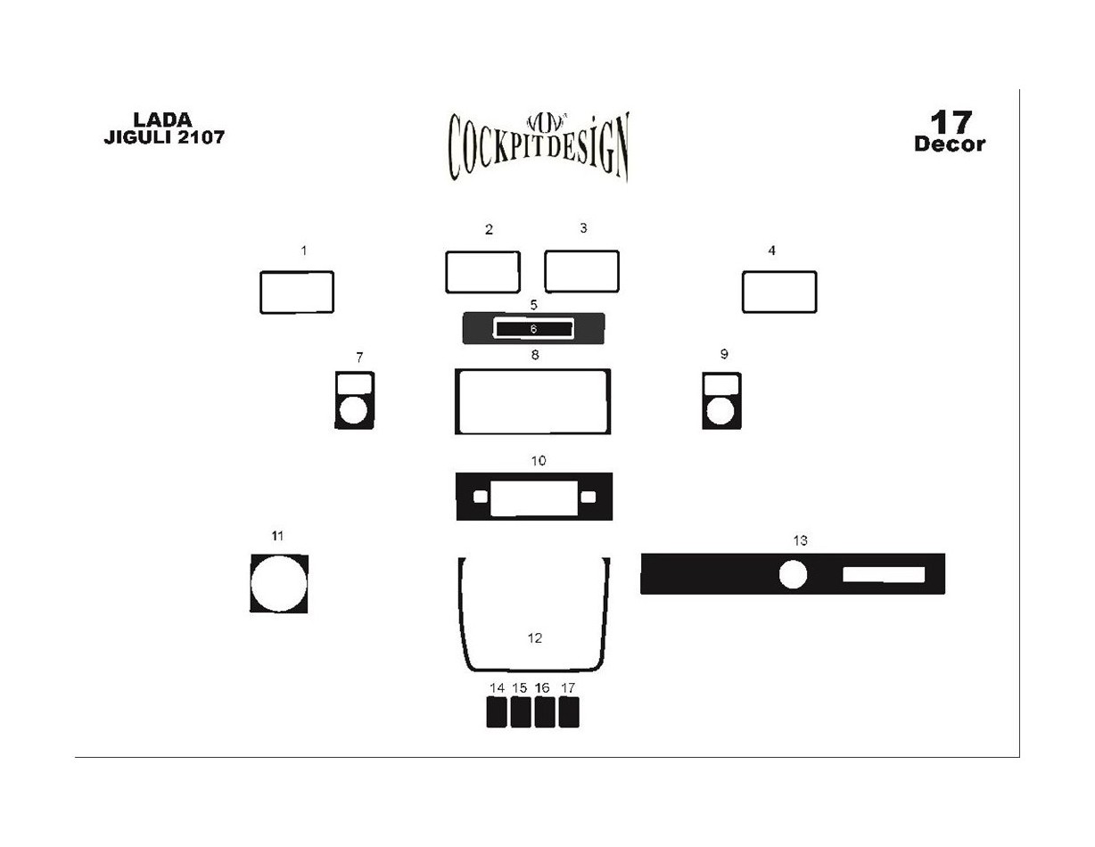 Lada Jiguli 2107 1980 Kit Rivestimento Cruscotto all'interno del veicolo Cruscotti personalizzati 17-Decori