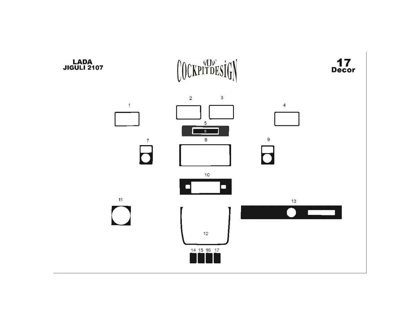 Lada Jiguli 2107 1980 Kit Rivestimento Cruscotto all'interno del veicolo Cruscotti personalizzati 17-Decori