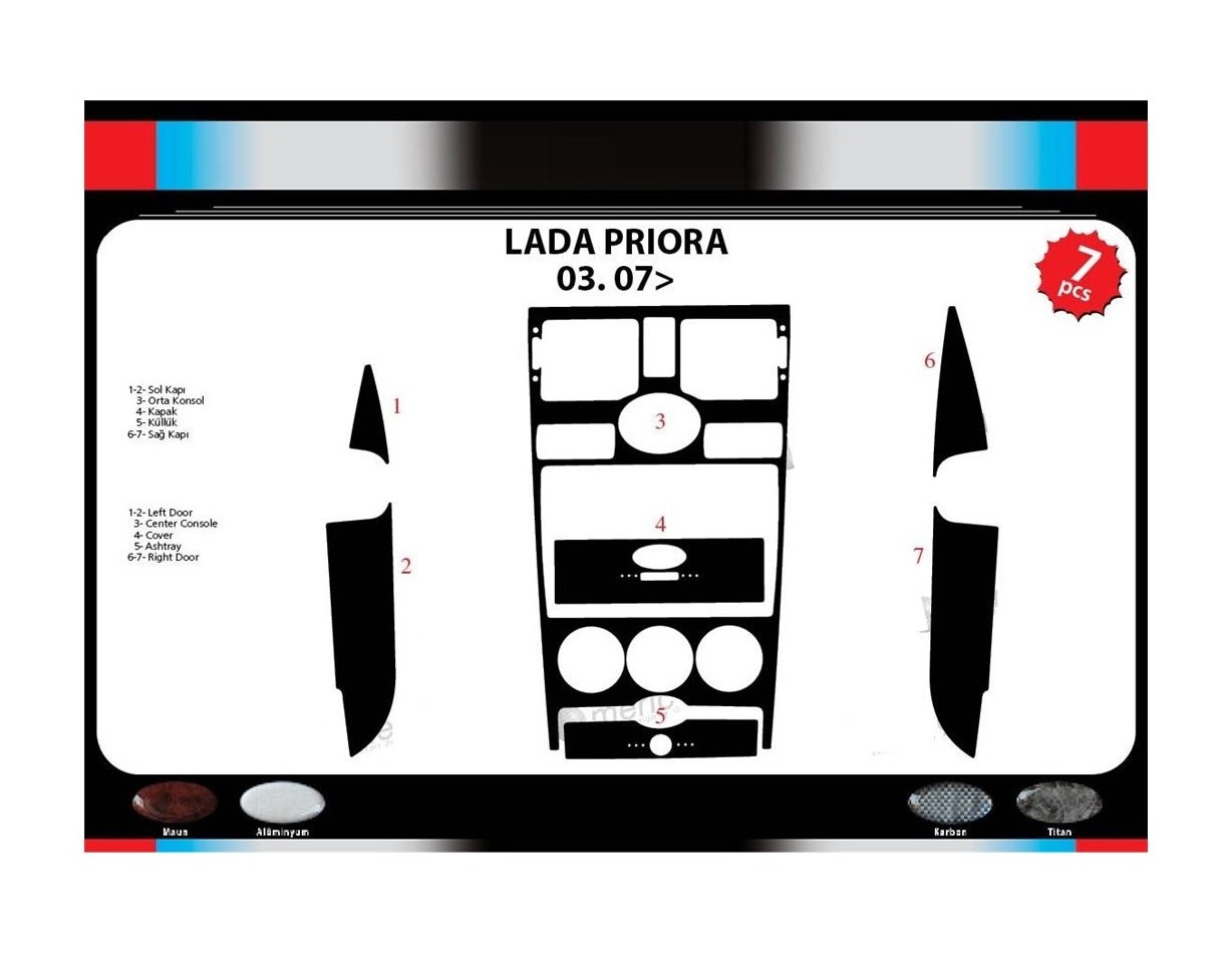 Lada Priora 03.2007 3M 3D Interior Dashboard Trim Kit Dash Trim Dekor 7-Parts
