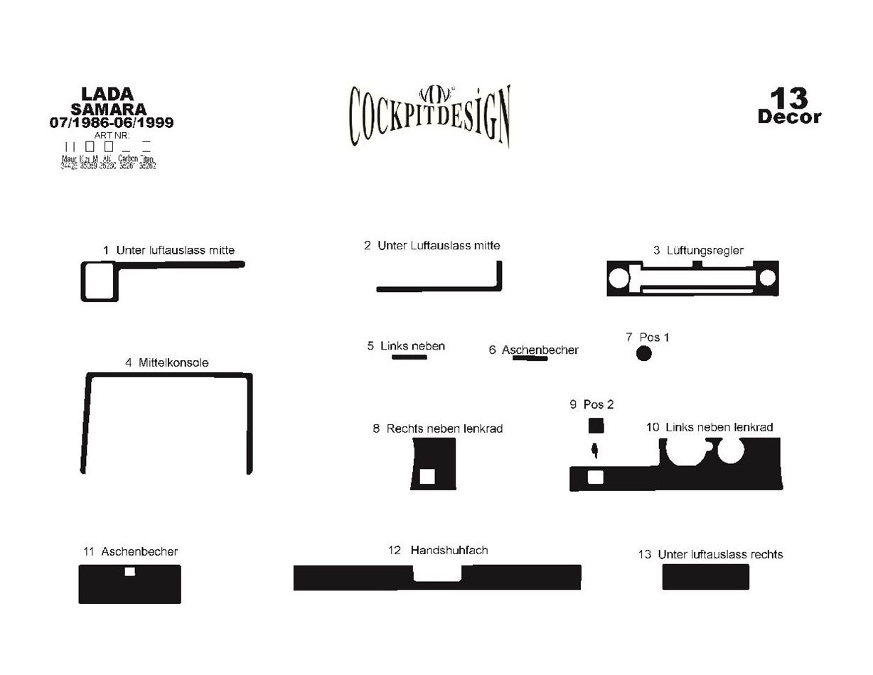 Lada Samara 07.86 - 06.99 Kit Rivestimento Cruscotto all'interno del veicolo Cruscotti personalizzati 13-Decori