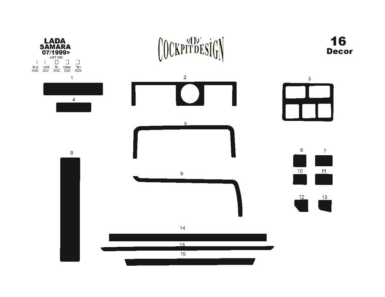 Lada Samara 07.99-12.02 3M 3D Interior Dashboard Trim Kit Dash Trim Dekor 16-Parts