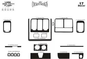 Lada Vega 2110 - 2111 07.1998 Kit Rivestimento Cruscotto all'interno del veicolo Cruscotti personalizzati 16-Decori