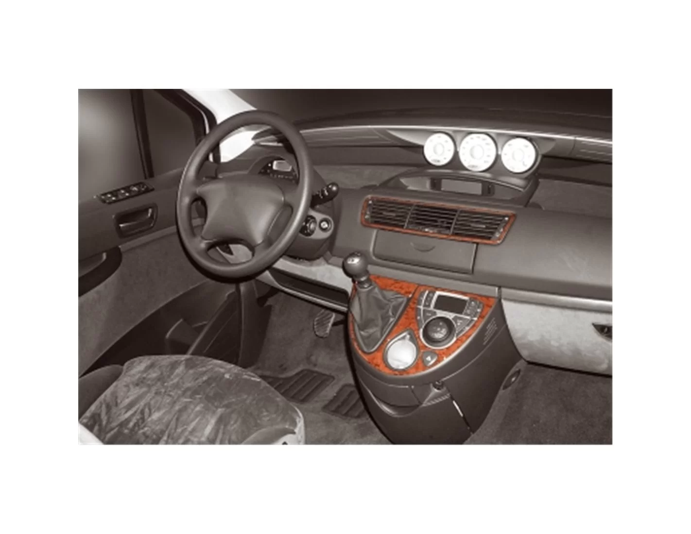 Lancia Phedra 02.2002 3D Inleg dashboard Interieurset aansluitend en pasgemaakt op he 4 -Teile