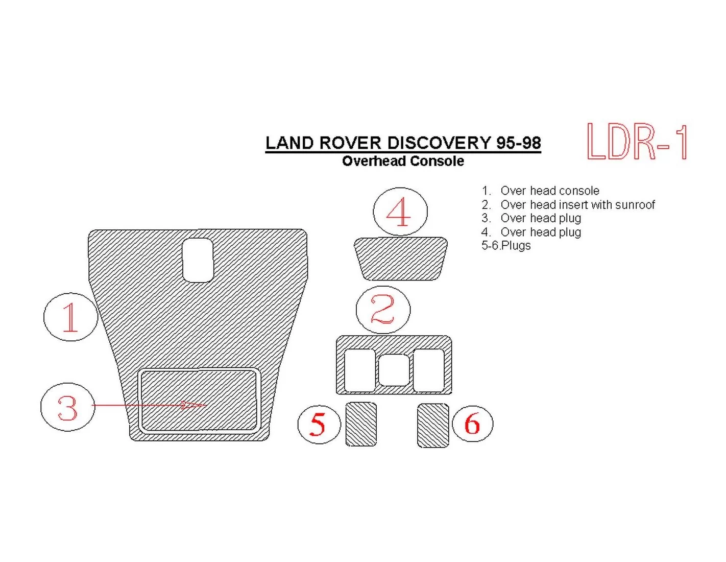 Land Rover Discovery 1995-1998 Overhead BD Kit la décoration du tableau de bord - 1 - habillage decor de tableau de bord