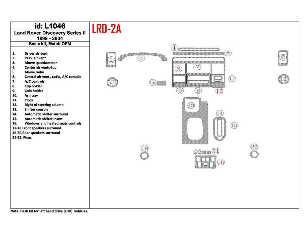 Land Rover Discovery 1999-2004 Basic Set, OEM Compliance Interior BD Dash Trim Kit
