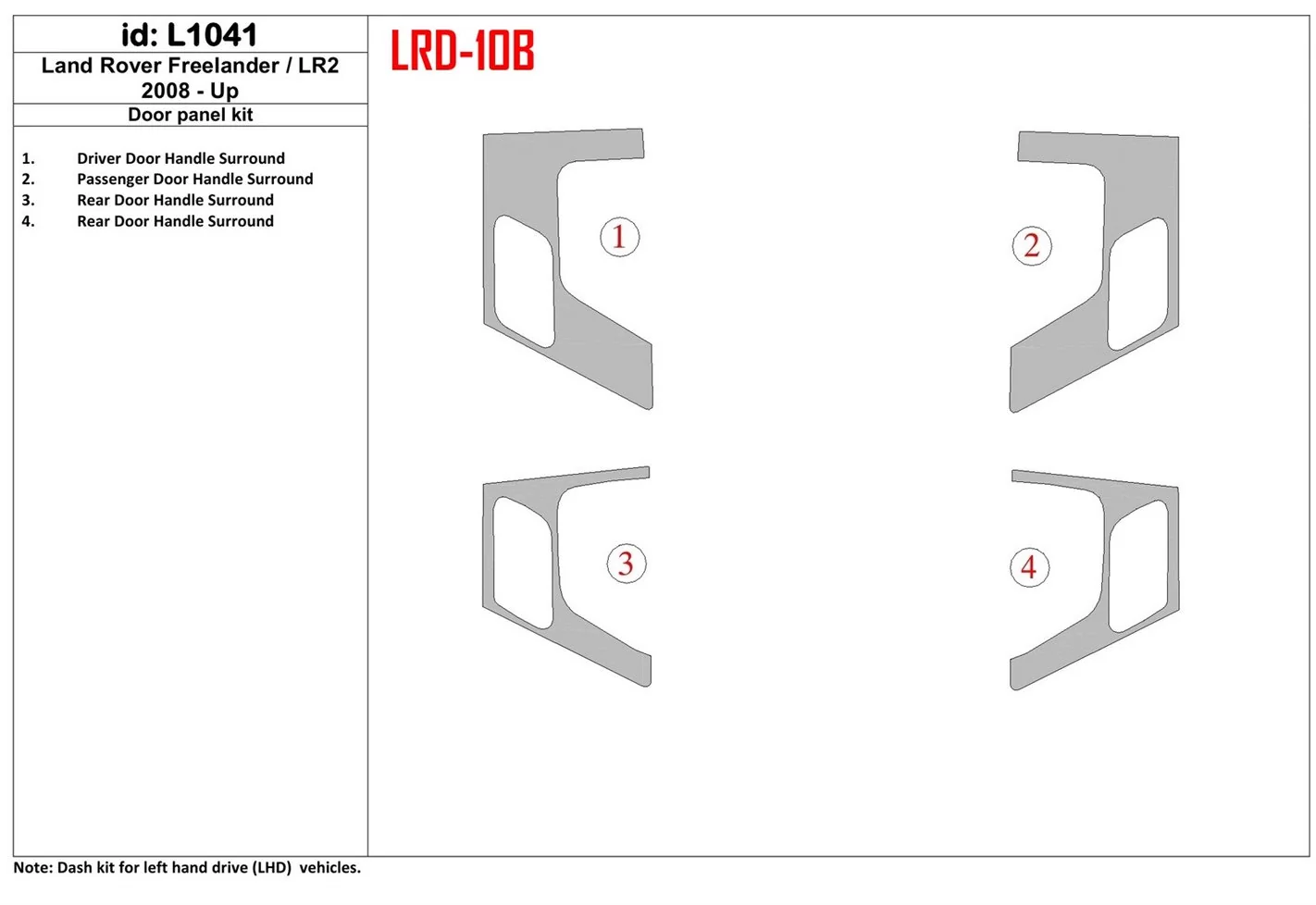 Land Rover Freelander 2 2008-UP Door panels BD Kit la décoration du tableau de bord - 1 - habillage decor de tableau de bord