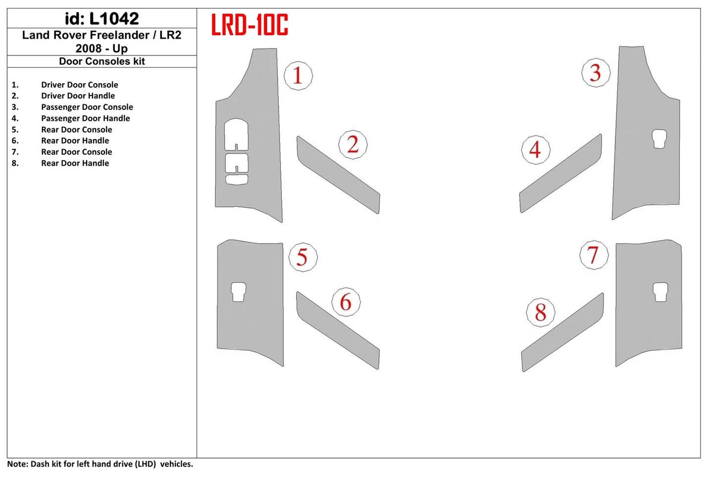 Land Rover Freelander 2 2008-UP doors colsole Cruscotto BD Rivestimenti interni