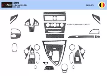 BMW 6-Series E 63 2004-2008 3D Interior Dashboard Trim Kit Dash Trim Dekor 34-Parts