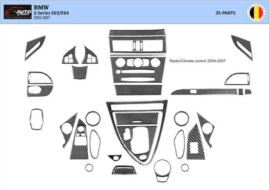 BMW 6-Series E 63 2004-2008 Kit la décoration du tableau de bord 34-Pièce - 1 - habillage decor de tableau de bord