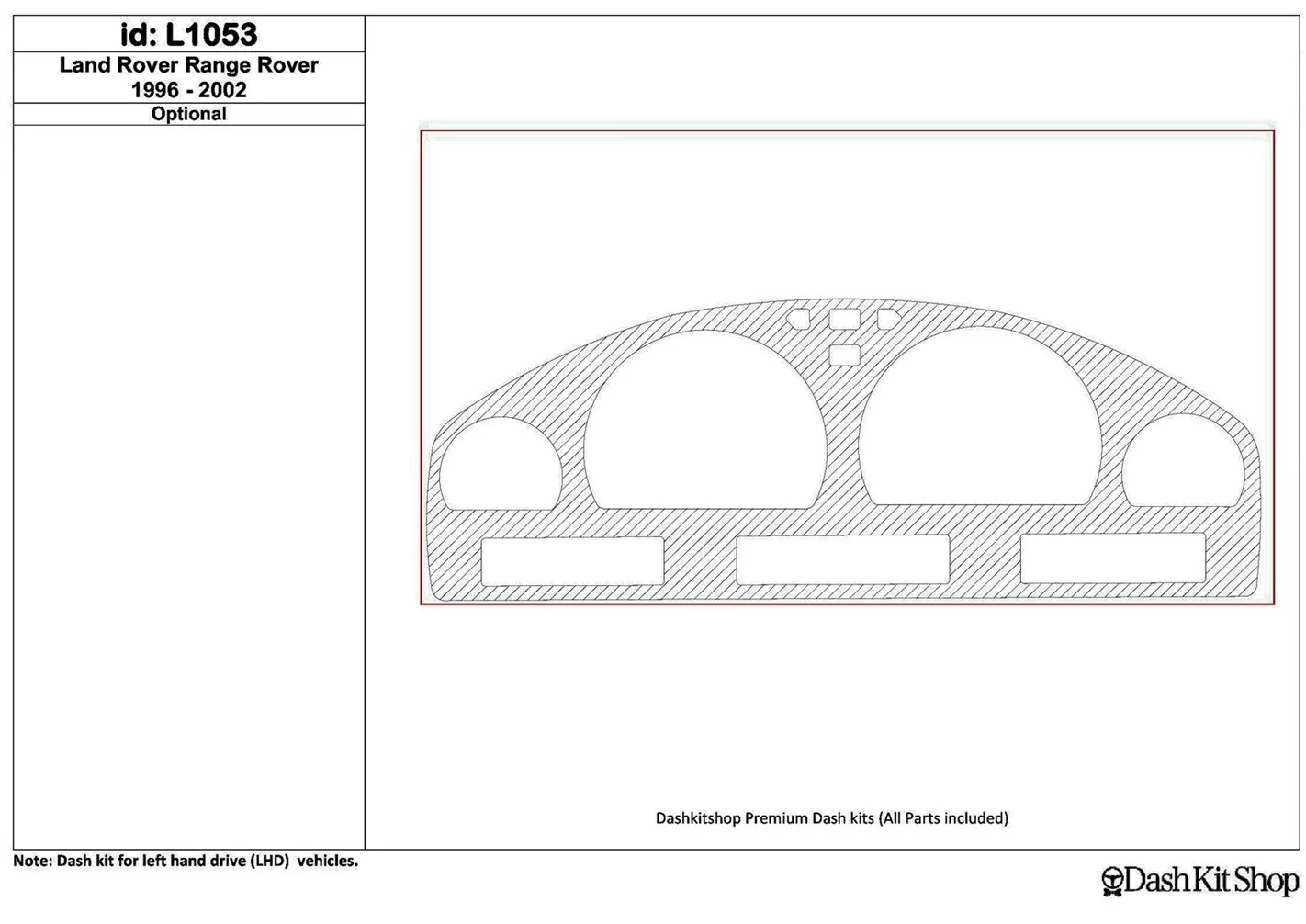 Land Rover Range Rover 1996-2002 Cluster, 1 Pc BD Interieur Dashboard Bekleding Volhouder