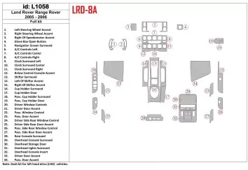 Land Rover Range Rover 2005-2006 Full Set Interior BD Dash Trim Kit