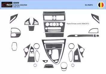 BMW 6-Series E 63 2008-2010 3D Interior Dashboard Trim Kit Dash Trim Dekor 34-Parts