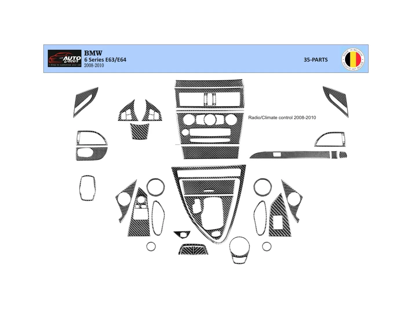 BMW 6-Series E 63 2008-2010 Kit la décoration du tableau de bord 34-Pièce - 1 - habillage decor de tableau de bord