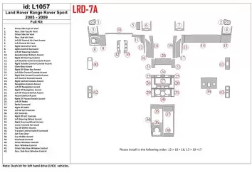 Land Rover Range Rover Sport 2005-2009 Full Set Cruscotto BD Rivestimenti interni