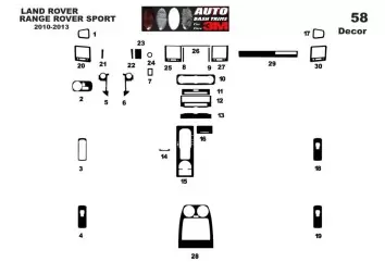 Land Rover Range Rover Sport 2010-2013 Kit la décoration du tableau de bord 30-Pièce - 2 - habillage decor de tableau de bord