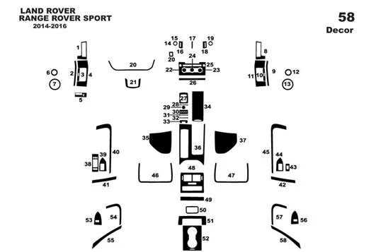 Land Rover Range Rover Sport 2014-2016 3D Inleg dashboard Interieurset aansluitend en pasgemaakt op he 58-Teile