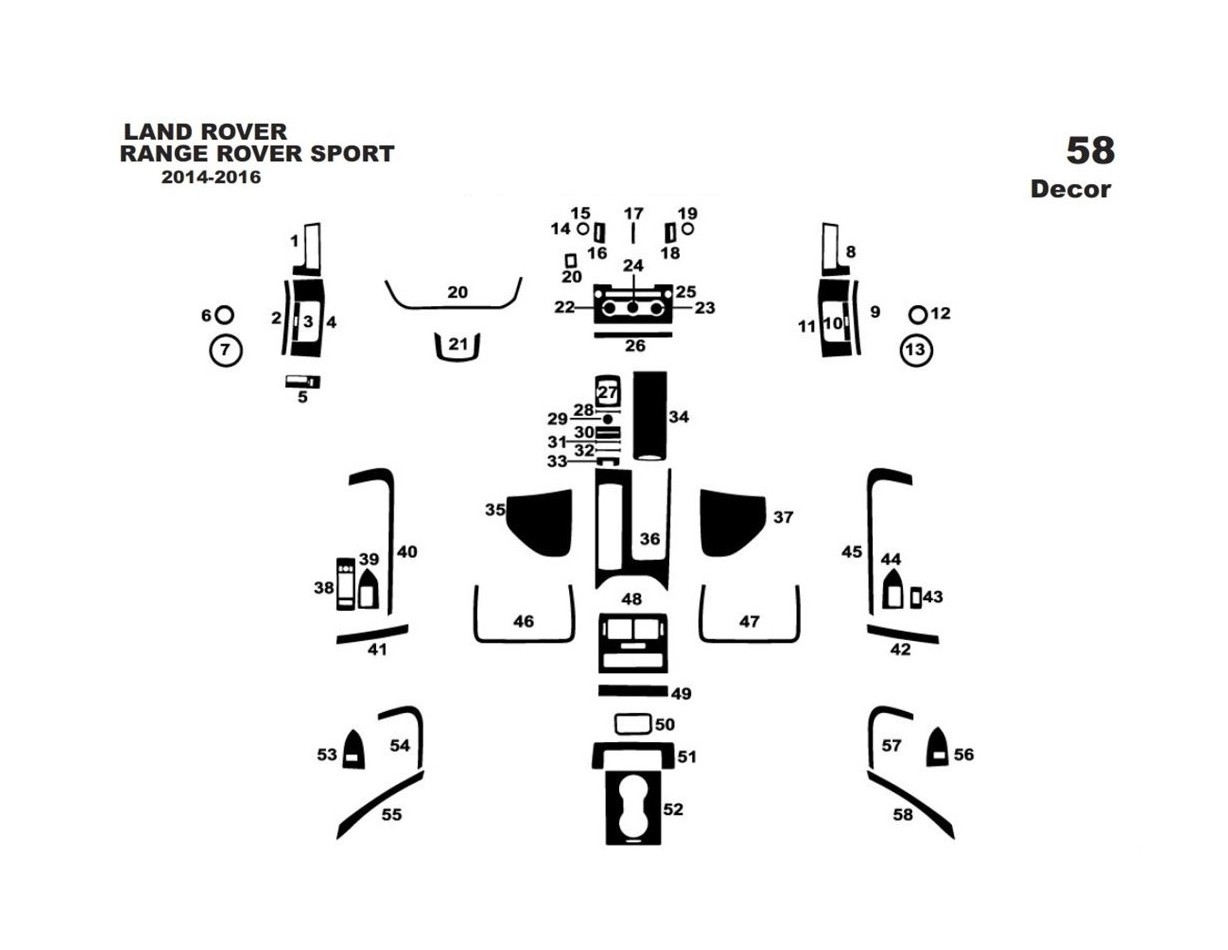 Land Rover Range Rover Sport 2014-2016 Mittelkonsole Armaturendekor Cockpit Dekor 58-Teilige - 1- Cockpit Dekor Innenraum
