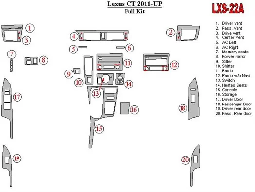Lexus CT 2011-UP Interior BD Dash Trim Kit