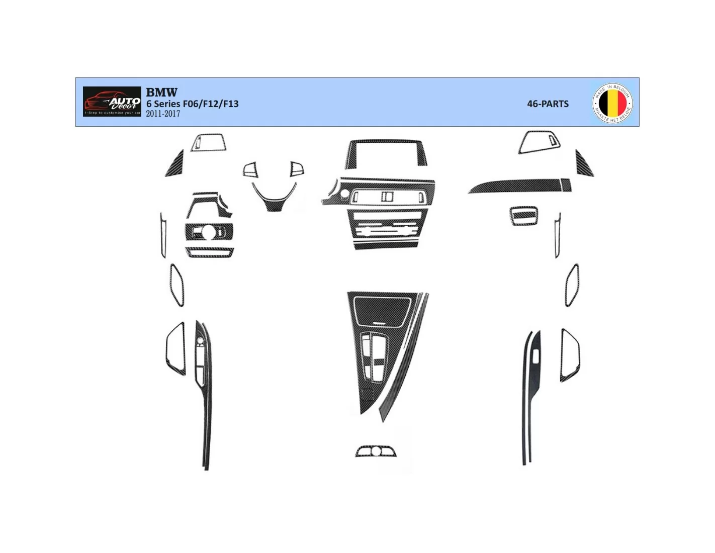 BMW 6-Series F12 F13 2011-2017 Mittelkonsole Armaturendekor Cockpit Dekor 46-Teilige - 1- Cockpit Dekor Innenraum