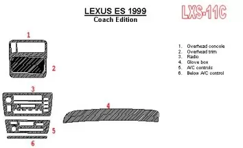Lexus ES 1999-1999 Full Set, Coach Edition OEM Compliance Interior BD Dash Trim Kit