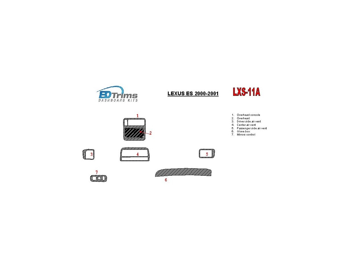 Lexus ES 2000-2001 Voll Satz, OEM Compliance BD innenausstattung armaturendekor cockpit dekor - 1- Cockpit Dekor Innenraum