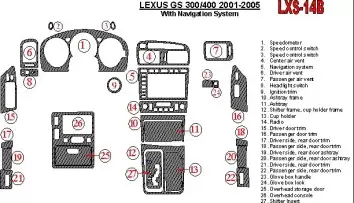 Lexus GS 2001-2005 With NAVI system, OEM Compliance Interior BD Dash Trim Kit