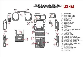 Lexus GS 2001-2005 Without NAVI system, OEM Compliance Interior BD Dash Trim Kit