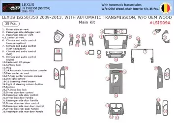 Lexus IS 2009-2013 3D Interior Dashboard Trim Kit Dash Trim Dekor 35-Parts