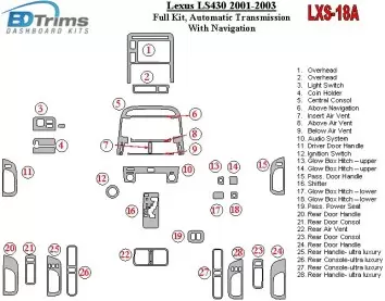 Lexus LS 2001-2003 Full Set, Automatic Gear, With NAVI BD Interieur Dashboard Bekleding Volhouder