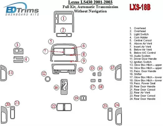 Lexus LS 2001-2003 Voll Satz, Automatic Gear, Without Navigation BD innenausstattung armaturendekor cockpit dekor - 1- Cockpit D