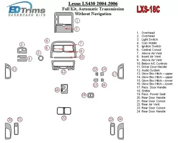 Lexus LS 2004-2006 Full Set, Automatic Gear, Without Navigation BD Interieur Dashboard Bekleding Volhouder