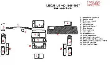 Lexus LS-400 1995-1997 Nakamichi Radio, OEM Compliance, 6 Parts set BD Interieur Dashboard Bekleding Volhouder