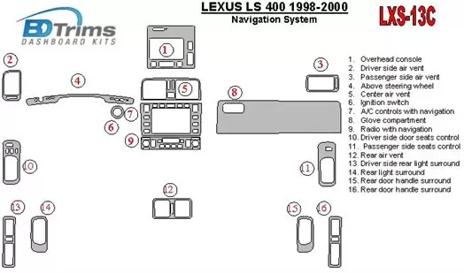 Lexus LS-400 1998-2000 Navigation system, OEM Compliance BD innenausstattung armaturendekor cockpit dekor - 1- Cockpit Dekor Inn