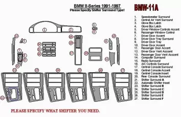 BMW 8 1991-1997 Full Set Cruscotto BD Rivestimenti interni