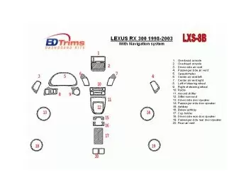 Lexus RX 1998-2003 With NAVI system, OEM Compliance, 20 Parts set BD Interieur Dashboard Bekleding Volhouder