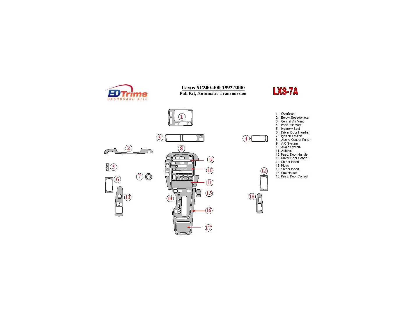 Lexus SC 1992-2000 Automatic Gear BD innenausstattung armaturendekor cockpit dekor - 1- Cockpit Dekor Innenraum