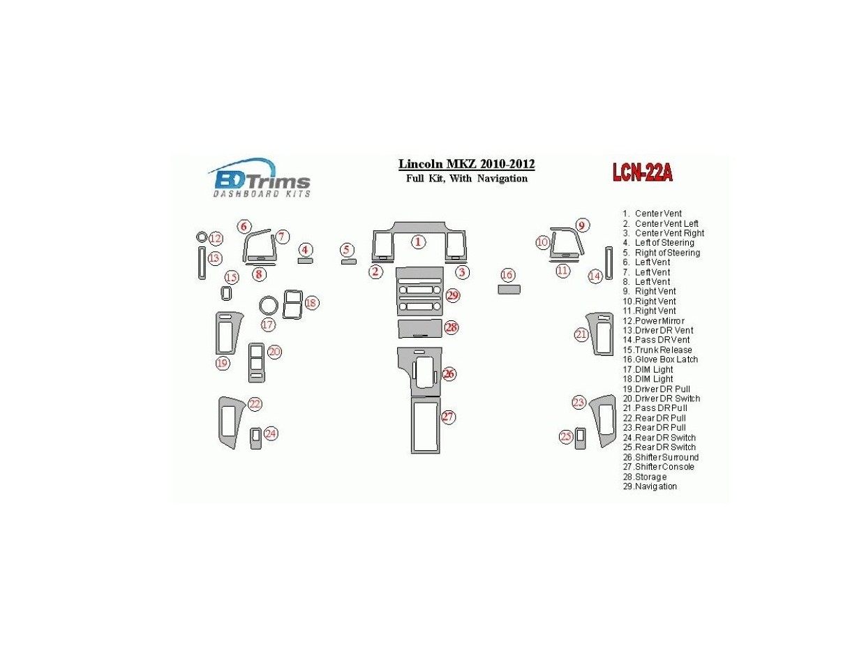 CADILLAC Lincoln MKZ 2010-2012 Full Set, With NAVI Interior BD Dash Trim Kit €59.99