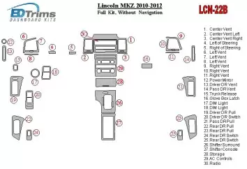 Lincoln MKZ 2010-2012 Full Set, Without NAVI Interior BD Dash Trim Kit