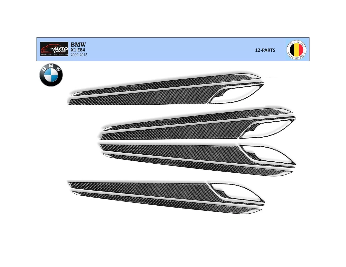 BMW X1 E84 2009–2015 3D Interior Door Trim Kit Dash Trim Dekor 12-Parts
