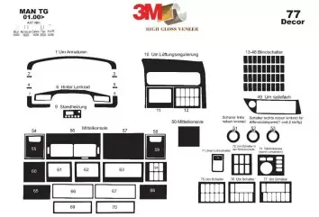 MAN TGA-XXL 01.00 - 12.05 Kit Rivestimento Cruscotto all'interno del veicolo Cruscotti personalizzati 77-Decori