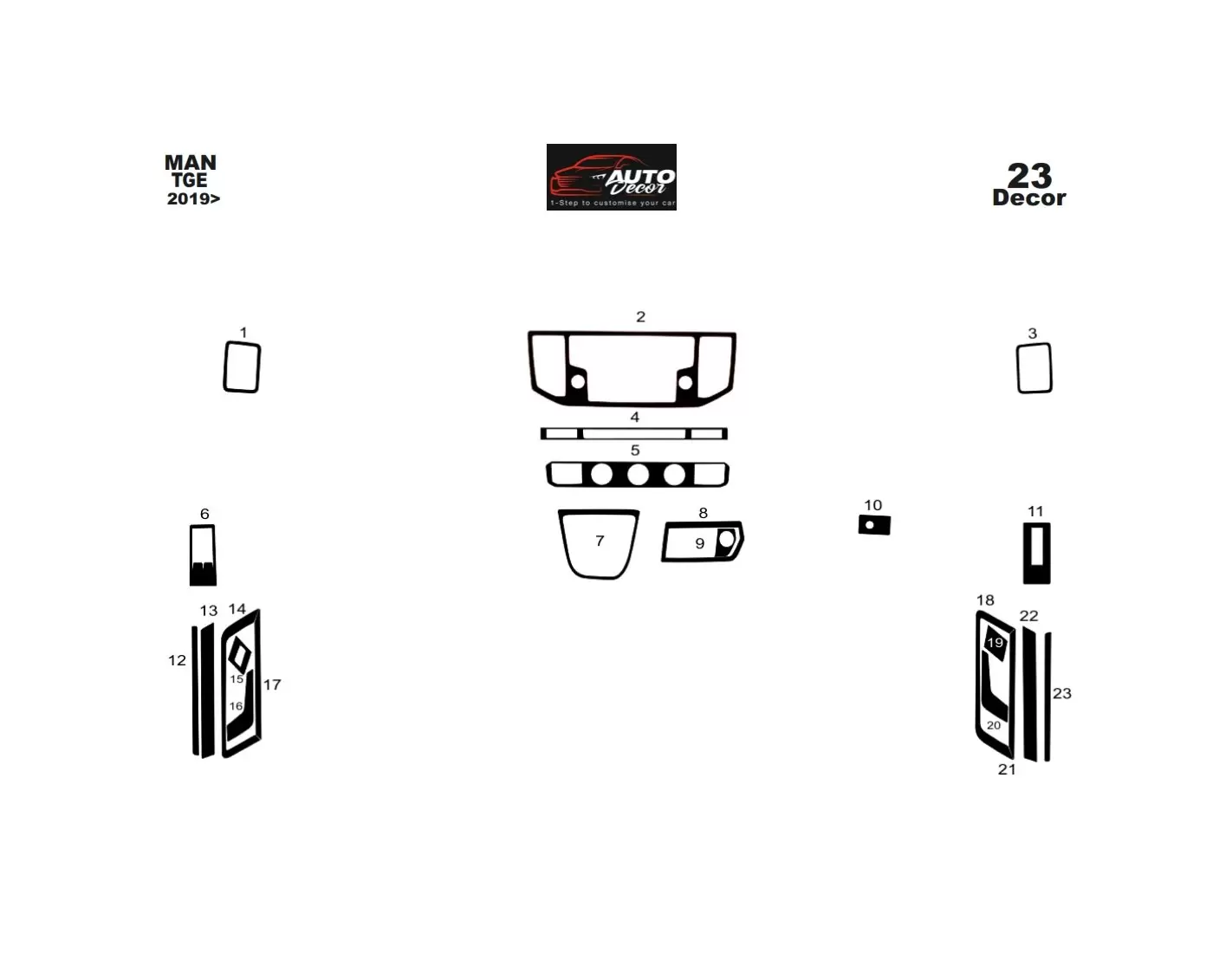 MAN TGE 2019 Kit Rivestimento Cruscotto all'interno del veicolo Cruscotti personalizzati 23-Decori