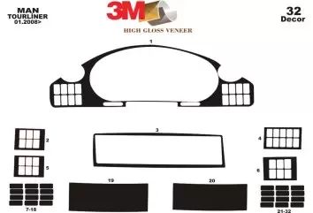 MAN Tourliner 01.2008 Kit Rivestimento Cruscotto all'interno del veicolo Cruscotti personalizzati 30-Decori