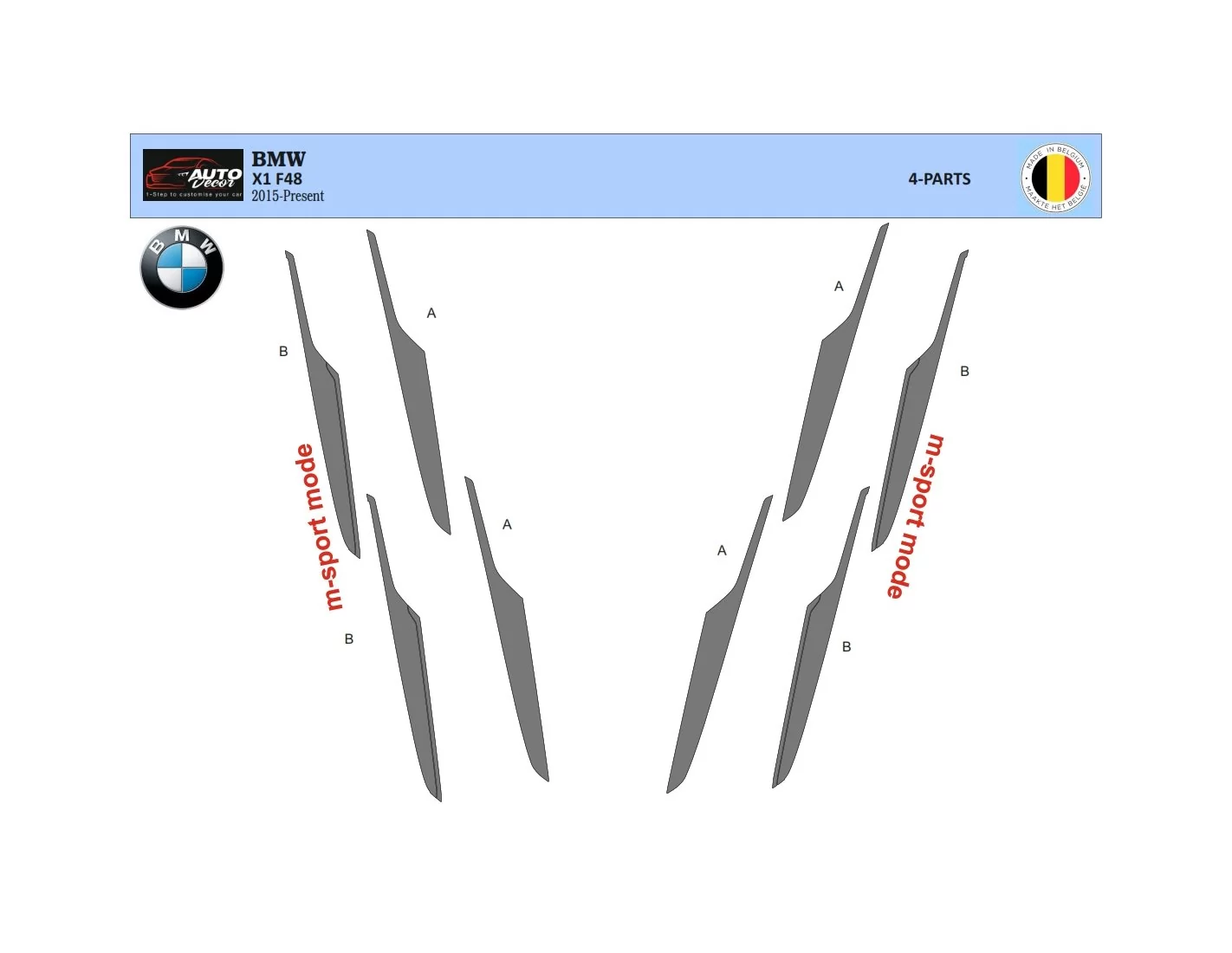 BMW X1 F48 ab 2015 Kit Rivestimento Cruscotto all'interno del veicolo Cruscotti personalizzati 4-Decori