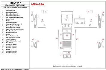 Mazda CX9 2007-2009 Full Set, Automatic Gear Interior BD Dash Trim Kit