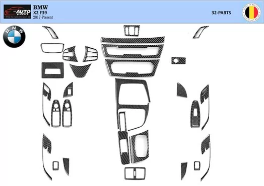 BMW X2 F39 From 2019 Kit la décoration du tableau de bord 32-Pièce - 1 - habillage decor de tableau de bord