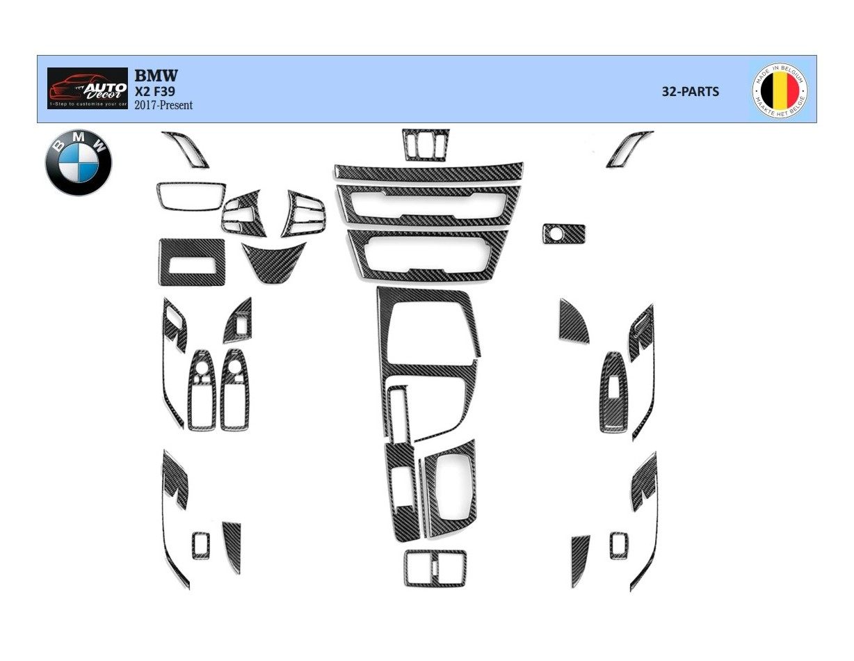 BMW X2 F39 From 2019 Kit Rivestimento Cruscotto all'interno del veicolo Cruscotti personalizzati 32-Decori