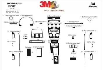 Mazda Mazda 6 06.04 - 12.07 3D Inleg dashboard Interieurset aansluitend en pasgemaakt op he 34 -Teile