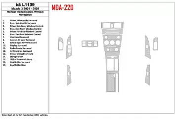 Mazda Mazda3 2004-2009 Manual Gear Box, Without NAVI Interior BD Dash Trim Kit