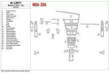 Mazda Mazda5 2012-UP Full Set Interior BD Dash Trim Kit